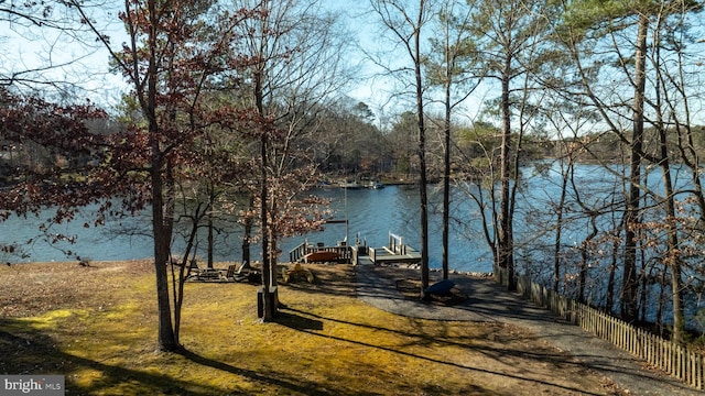 water view with a boat dock