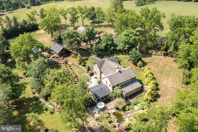 aerial view featuring a rural view