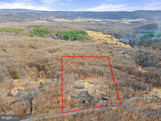 aerial view featuring a mountain view