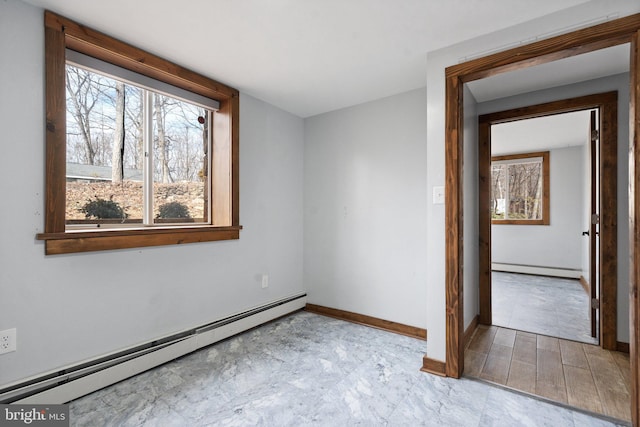 spare room with a baseboard heating unit