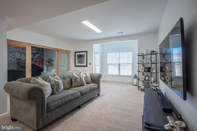 living room featuring carpet