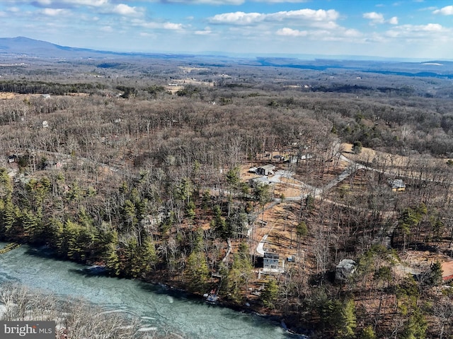 birds eye view of property with a mountain view