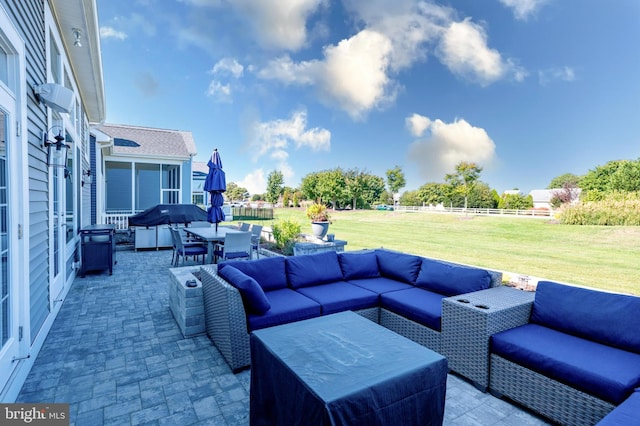 view of patio / terrace featuring an outdoor living space