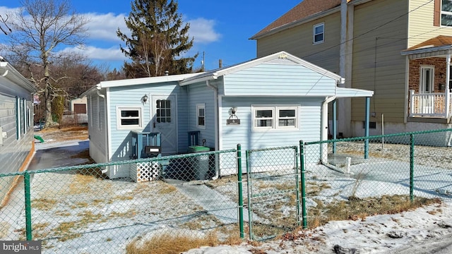 view of snow covered exterior