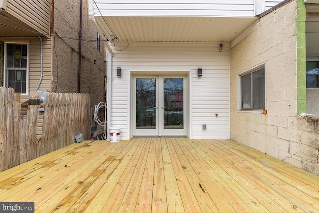 wooden deck with french doors