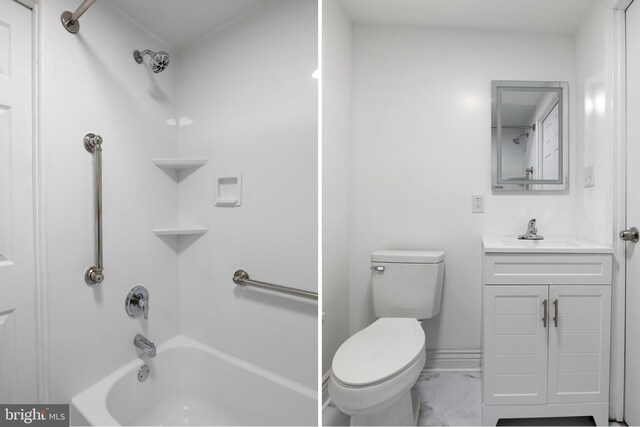 full bathroom with vanity, toilet, and shower / bath combination