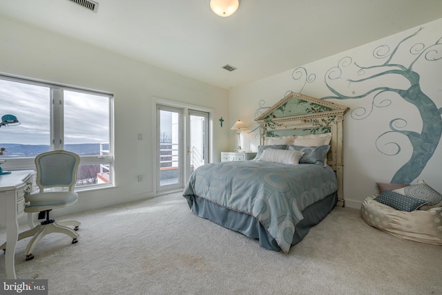 carpeted bedroom featuring access to exterior