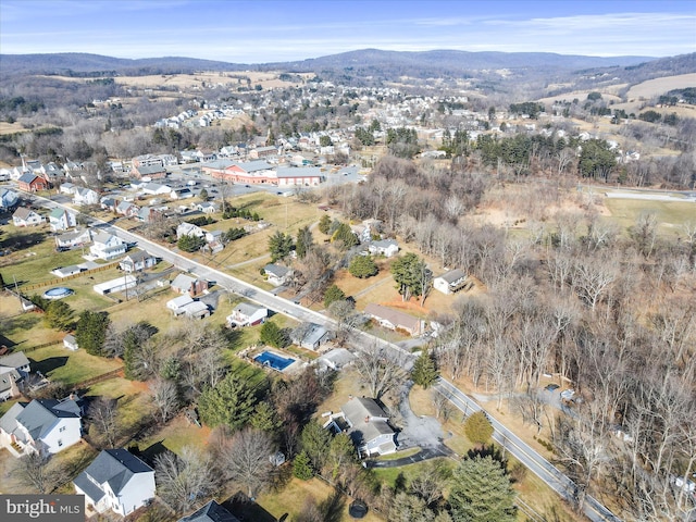 drone / aerial view with a mountain view