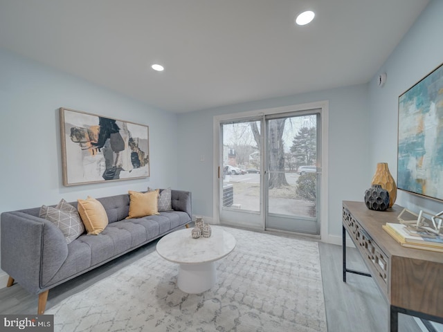 living room with light wood-type flooring