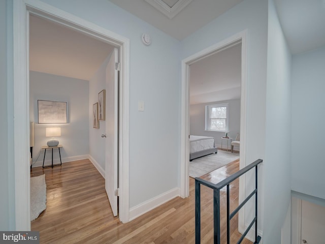 hallway with light wood-type flooring