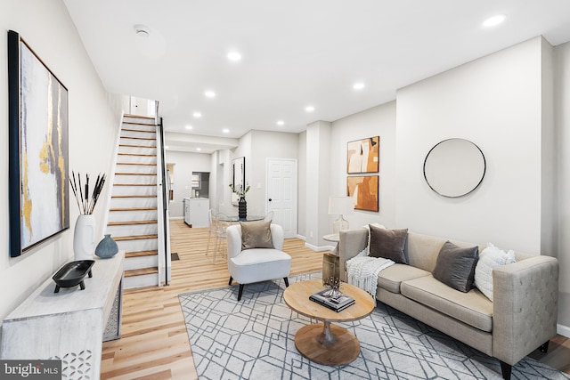 living room featuring light wood-type flooring