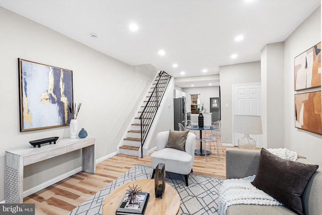 living room with light wood-type flooring