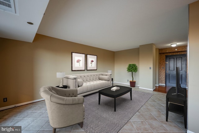 view of tiled living room