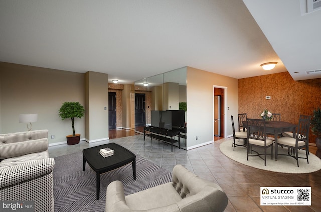 view of tiled living room