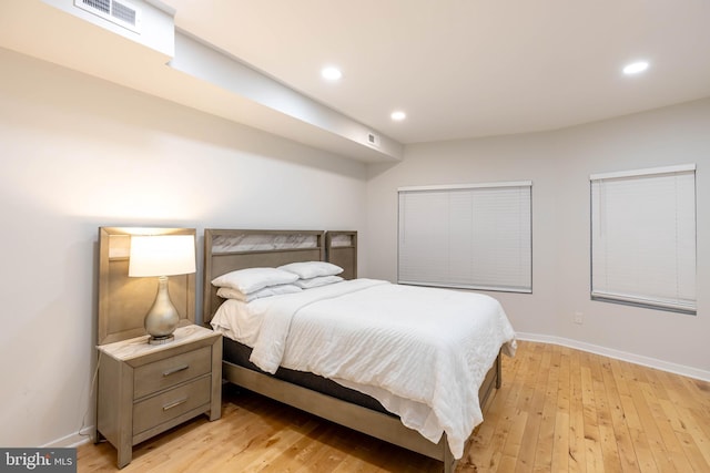 bedroom with light hardwood / wood-style floors