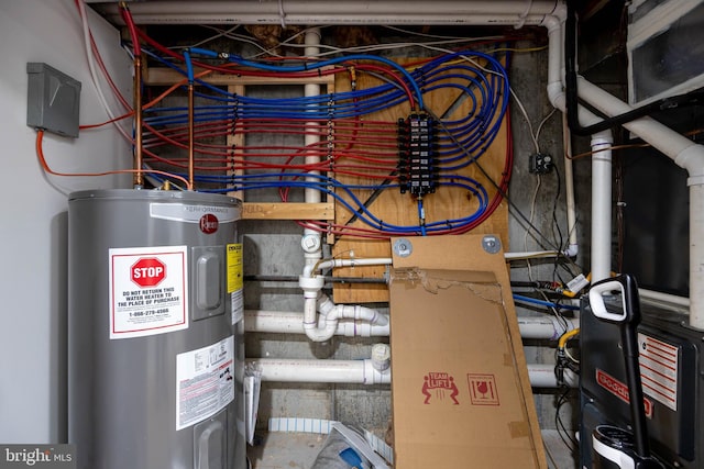 utility room with water heater