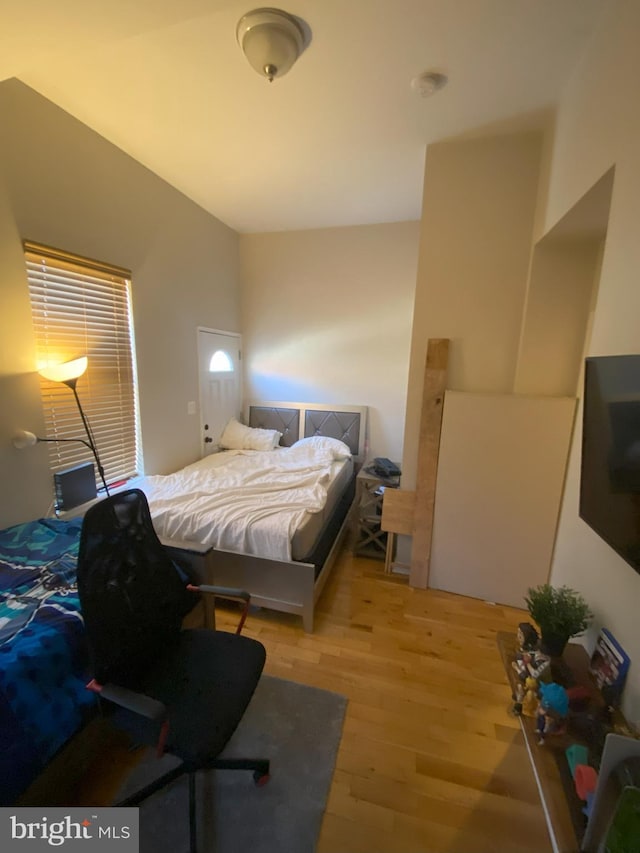 bedroom with light hardwood / wood-style floors