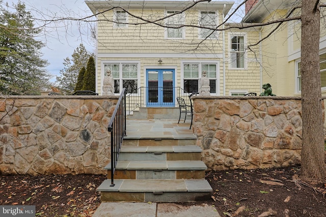 exterior space featuring french doors