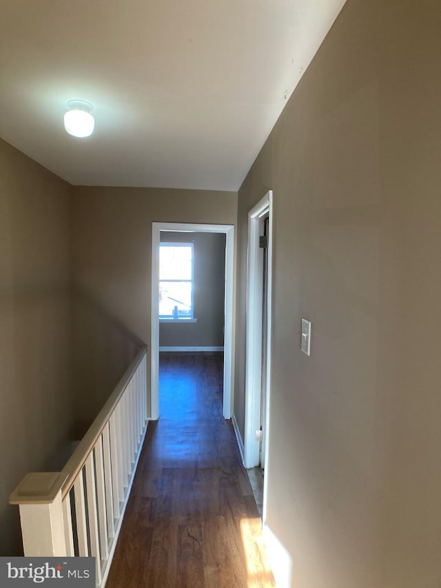 corridor featuring dark hardwood / wood-style floors