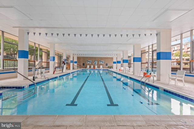 view of swimming pool with a patio