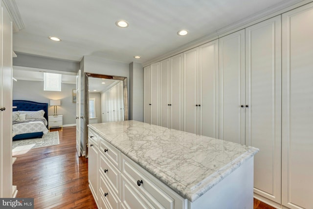 spacious closet featuring dark hardwood / wood-style flooring