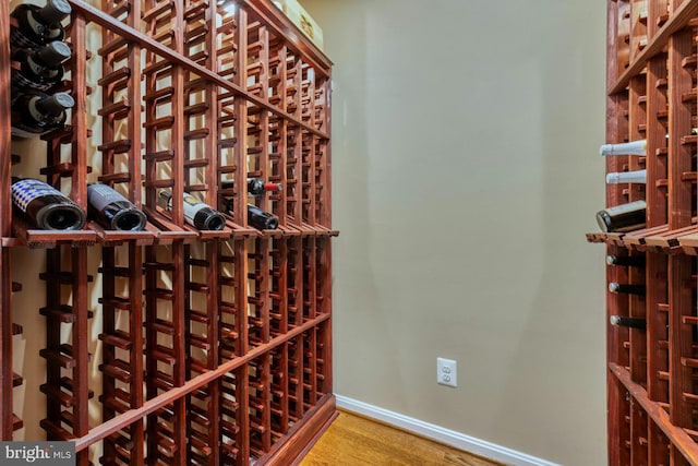 wine area featuring hardwood / wood-style floors