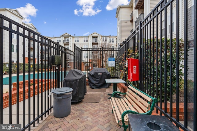 view of patio with area for grilling