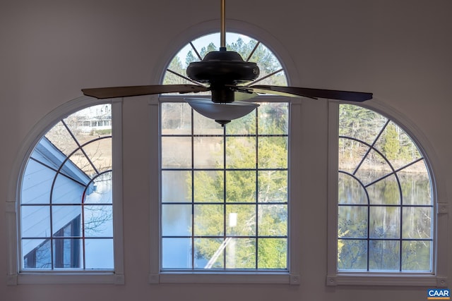 interior details with ceiling fan