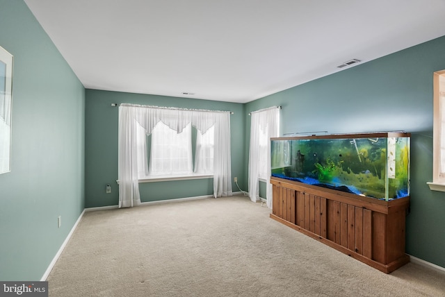 unfurnished living room featuring carpet