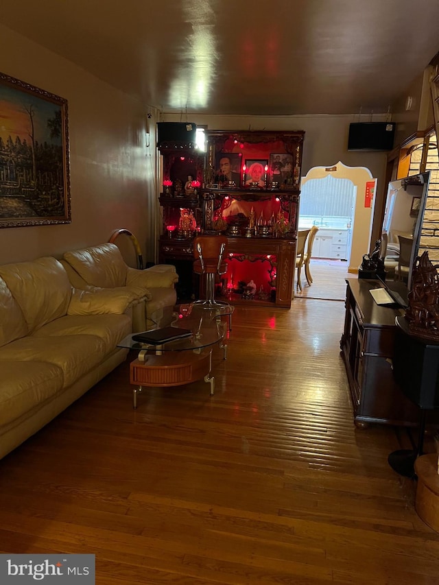 living room with hardwood / wood-style floors