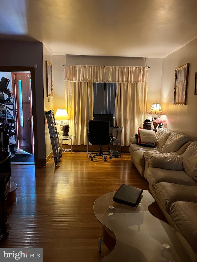 living room with hardwood / wood-style floors