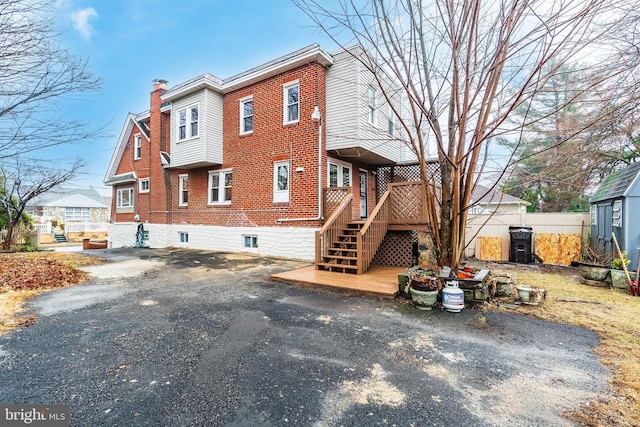 view of front of home with a deck