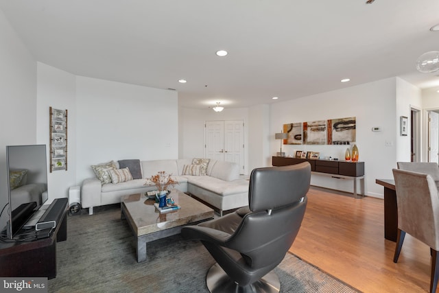 living room with hardwood / wood-style flooring