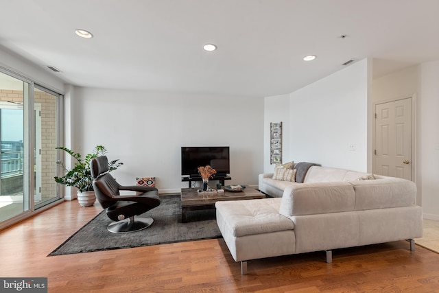 living room featuring light hardwood / wood-style flooring