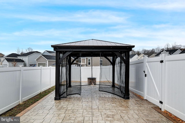 view of patio / terrace with a gazebo