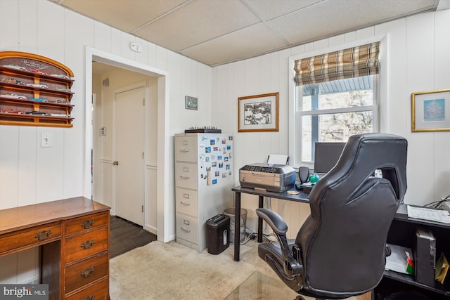 office space with a drop ceiling