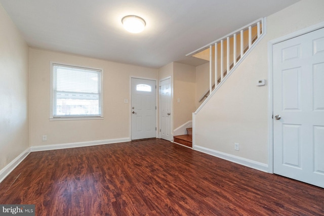 entrance foyer with dark wood-type flooring