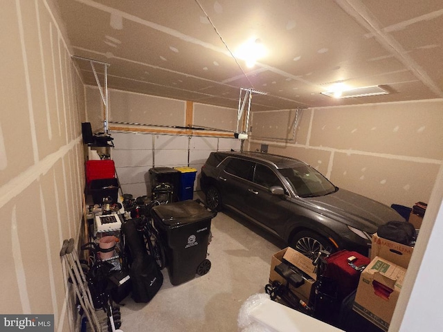 garage with a garage door opener