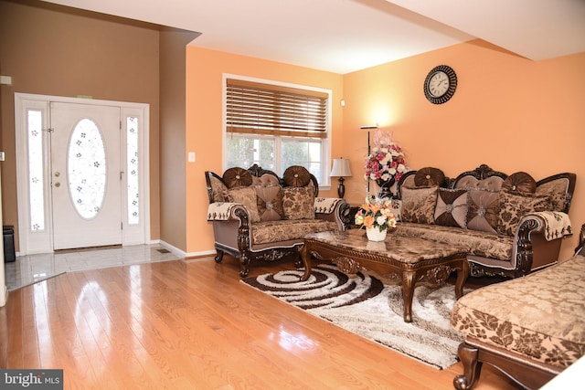 living room with light wood-type flooring