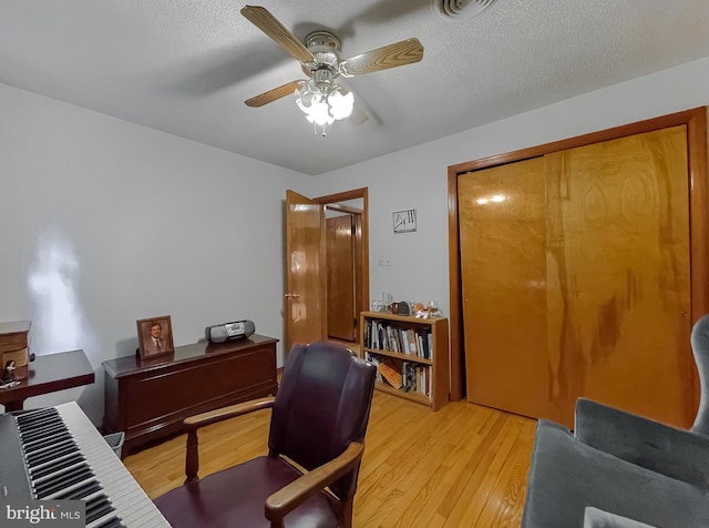 5425 Indian Head Hwy, Indian Head, MD 20640 - office space with a textured ceiling, ceiling fan, and light hardwood / wood-style flooring