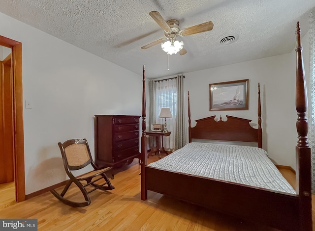 5425 Indian Head Hwy, Indian Head, MD 20640 - bedroom featuring a textured ceiling, light hardwood / wood-style flooring, and ceiling fan