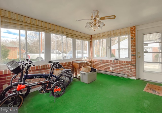 5425 Indian Head Hwy, Indian Head, MD 20640 - sunroom featuring ceiling fan and a baseboard heating unit