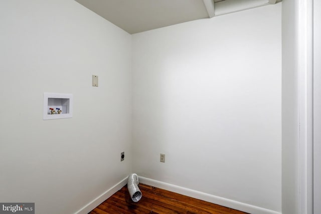 clothes washing area featuring electric dryer hookup, dark hardwood / wood-style floors, and washer hookup