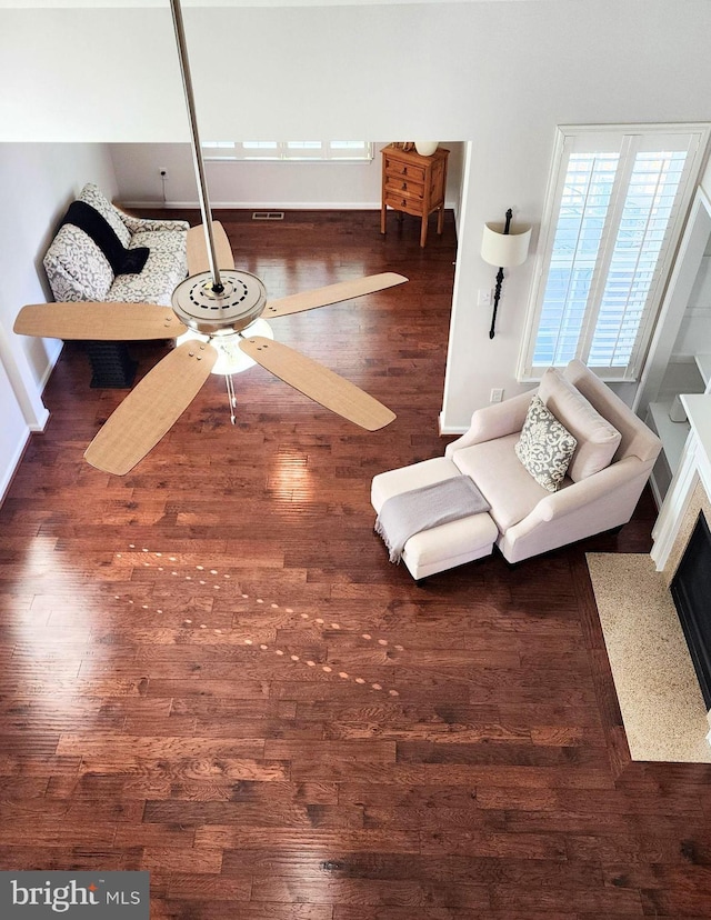 unfurnished room with dark hardwood / wood-style floors