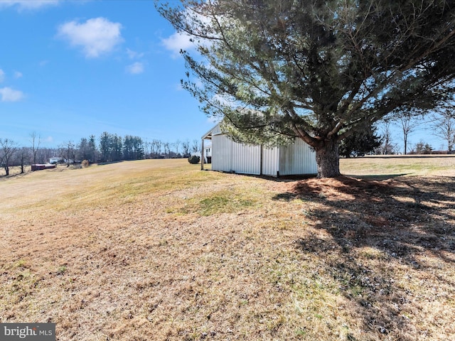 view of yard featuring an outdoor structure