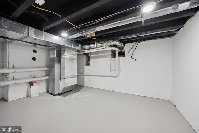 basement with heating unit