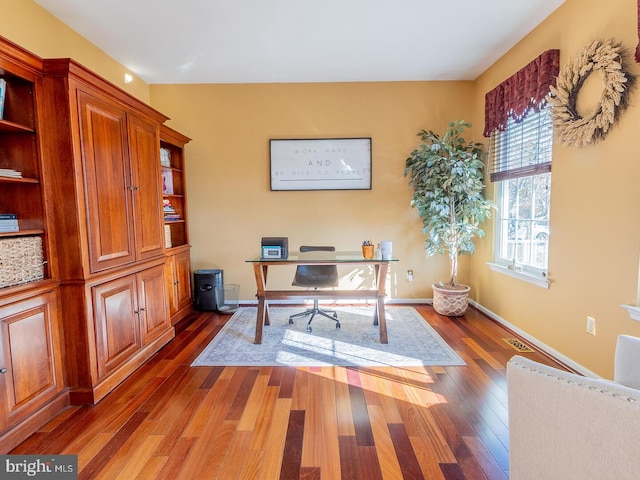 office featuring dark hardwood / wood-style flooring