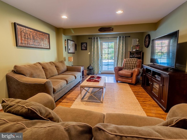 living room featuring light wood-type flooring