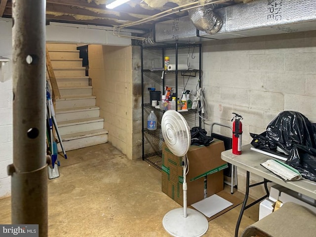 unfinished below grade area with stairway