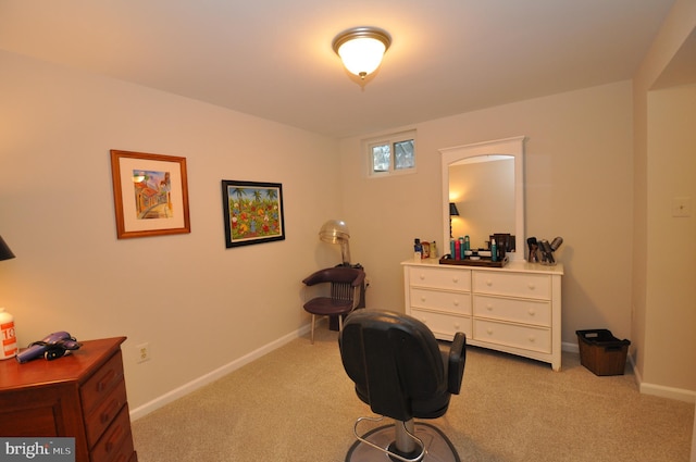 sitting room with light carpet